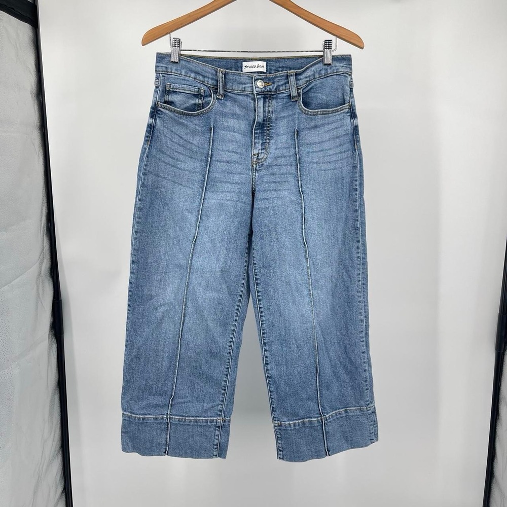 Women's Wide Leg Cropped Culottes Jeans 30 10 M High Rise Pintuck Retro Capsule